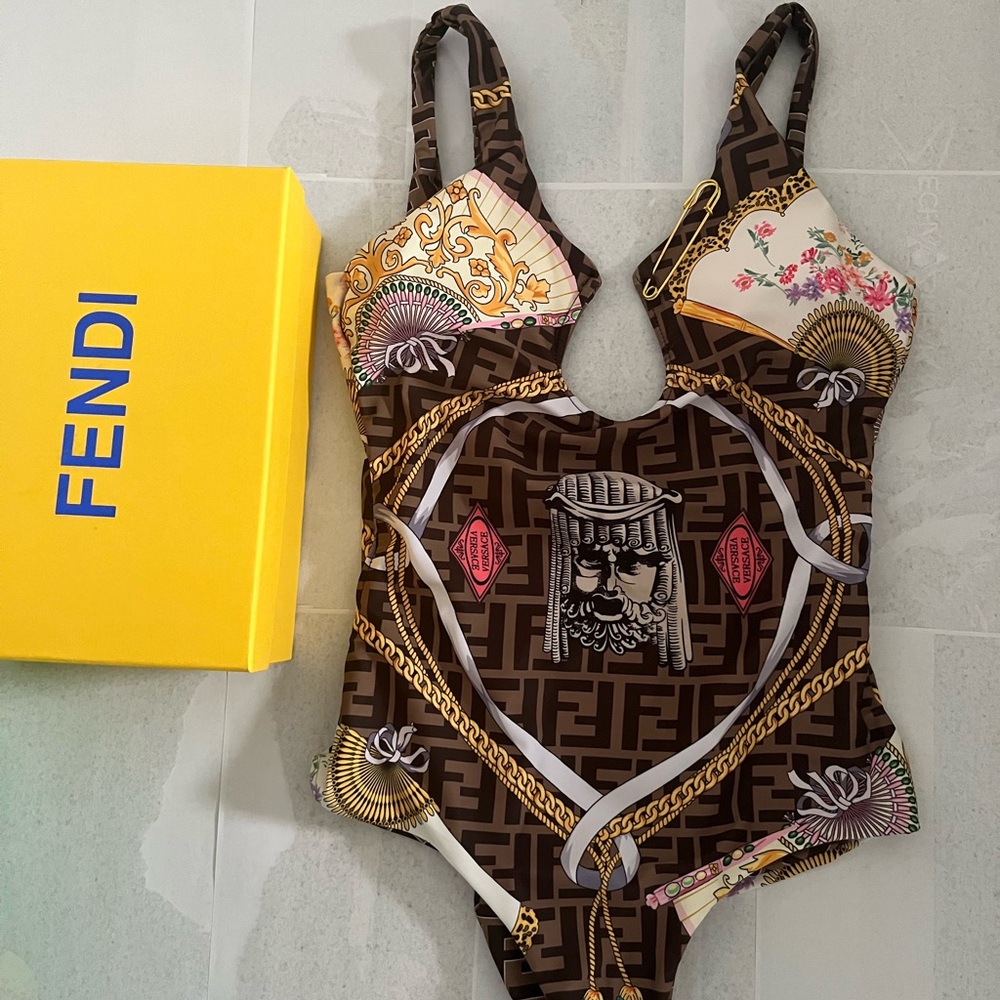 Fendi Brown Patterned Swimsuit